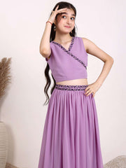 Girls Embroidered Sequinned Ready to Wear Lehenga & Blouse