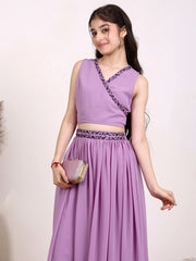 Girls Embroidered Sequinned Ready to Wear Lehenga & Blouse