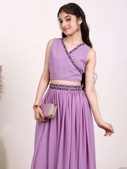 Girls Embroidered Sequinned Ready to Wear Lehenga & Blouse