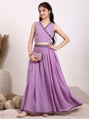 Girls Embroidered Sequinned Ready to Wear Lehenga & Blouse