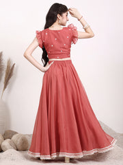 Girls Embroidered Thread Work Ready to Wear Lehenga & Blouse