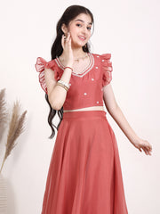 Girls Embroidered Thread Work Ready to Wear Lehenga & Blouse