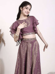 Girls Embroidered Sequinned Ready to Wear Lehenga & Blouse
