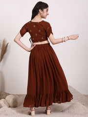 Girls Embroidered Thread Work Ready to Wear Lehenga