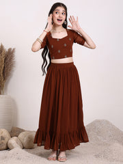 Girls Embroidered Thread Work Ready to Wear Lehenga