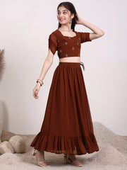 Girls Embroidered Thread Work Ready to Wear Lehenga