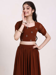 Girls Embroidered Thread Work Ready to Wear Lehenga