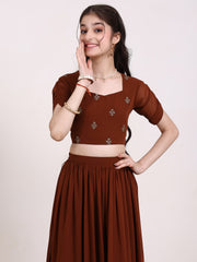 Girls Embroidered Thread Work Ready to Wear Lehenga