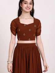 Girls Embroidered Thread Work Ready to Wear Lehenga