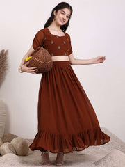 Girls Embroidered Thread Work Ready to Wear Lehenga