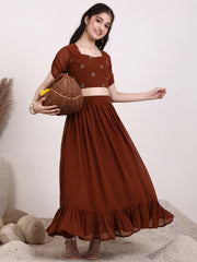 Girls Embroidered Thread Work Ready to Wear Lehenga