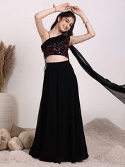 Girls Embroidered Thread Work One Shoulder Ready to Wear Lehenga & Blouse