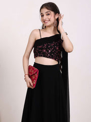 Girls Embroidered Thread Work One Shoulder Ready to Wear Lehenga & Blouse