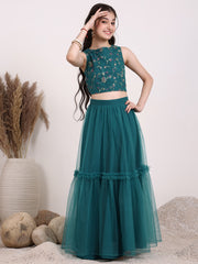 Girls Embroidered Thread Work Ready to Wear Lehenga