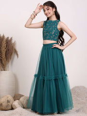 Girls Embroidered Thread Work Ready to Wear Lehenga