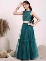 Girls Embroidered Thread Work Ready to Wear Lehenga