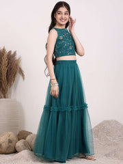 Girls Embroidered Thread Work Ready to Wear Lehenga