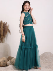 Girls Embroidered Thread Work Ready to Wear Lehenga