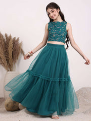 Girls Embroidered Thread Work Ready to Wear Lehenga