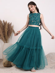 Girls Embroidered Thread Work Ready to Wear Lehenga