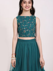 Girls Embroidered Thread Work Ready to Wear Lehenga