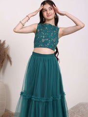 Girls Embroidered Thread Work Ready to Wear Lehenga