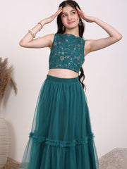 Girls Embroidered Thread Work Ready to Wear Lehenga