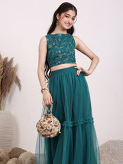 Girls Embroidered Thread Work Ready to Wear Lehenga