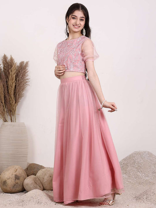 Girls Embroidered Thread Work Ready to Wear Lehenga & Blouse