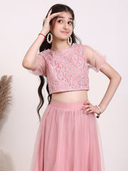 Girls Embroidered Thread Work Ready to Wear Lehenga & Blouse