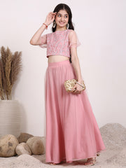 Girls Embroidered Thread Work Ready to Wear Lehenga & Blouse
