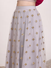 Girls Embroidered Zari Net Ready To Wear Lehenga & Choli