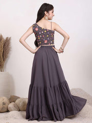 Girls Embroidered Thread Work Ready to Wear Lehenga