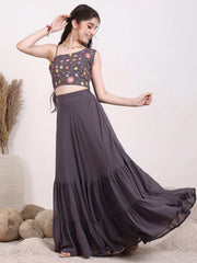 Girls Embroidered Thread Work Ready to Wear Lehenga