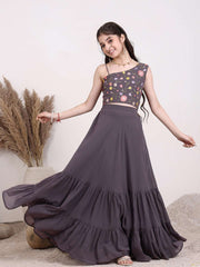 Girls Embroidered Thread Work Ready to Wear Lehenga