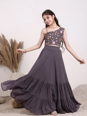 Girls Embroidered Thread Work Ready to Wear Lehenga