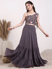 Girls Embroidered Thread Work Ready to Wear Lehenga