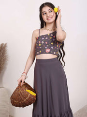 Girls Embroidered Thread Work Ready to Wear Lehenga