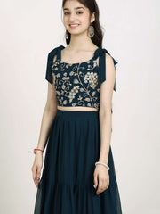Girls Embroidered Sequinned Georgette Ready To Wear Lehenga & Choli