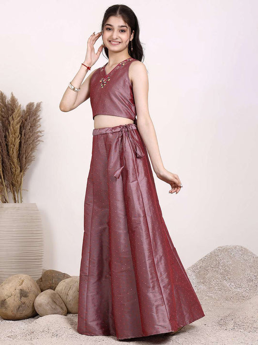 Girls Embroidered Thread Work Ready to Wear Lehenga & Choli