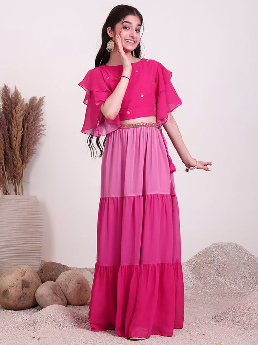 Girls Embroidered Sequinned Ready to Wear Lehenga & Choli