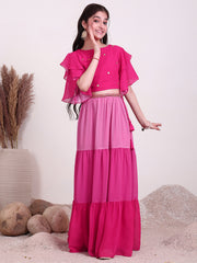 Girls Embroidered Sequinned Ready to Wear Lehenga & Choli