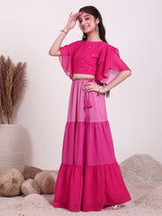 Girls Embroidered Sequinned Ready to Wear Lehenga & Choli