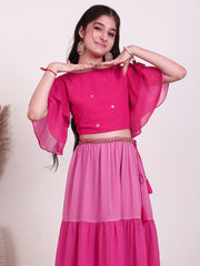 Girls Embroidered Sequinned Ready to Wear Lehenga & Choli