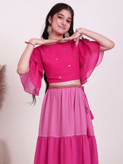 Girls Embroidered Sequinned Ready to Wear Lehenga & Choli