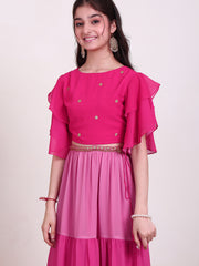 Girls Embroidered Sequinned Ready to Wear Lehenga & Choli