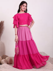 Girls Embroidered Sequinned Ready to Wear Lehenga & Choli