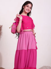 Girls Embroidered Sequinned Ready to Wear Lehenga & Choli