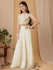 Girls Embroidered Thread Work Ready To Wear Lehenga & Choli