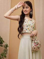 Girls Embroidered Thread Work Ready To Wear Lehenga & Choli